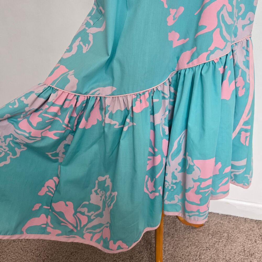 Vintage Hilo Hattie Hawaiian Maxi Dress Island Beach Ruffles Pastel Women 16 - Picture 6 of 13